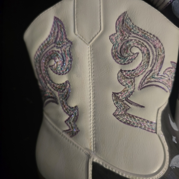 HANDCRAFTED Upcycle Cowgirl Boots HANDPAINTED Ankle Boots Block Heel Shoes 9.5 - Picture 11 of 16